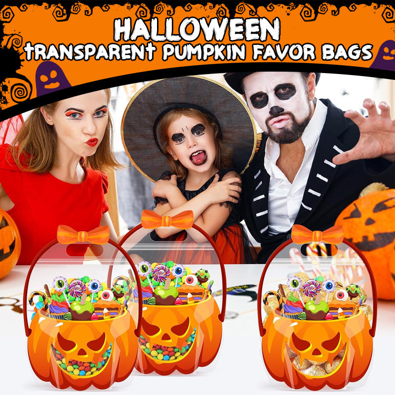 Sachets à friandises transparents Citrouille d'Halloween (10 pièces par paquet)