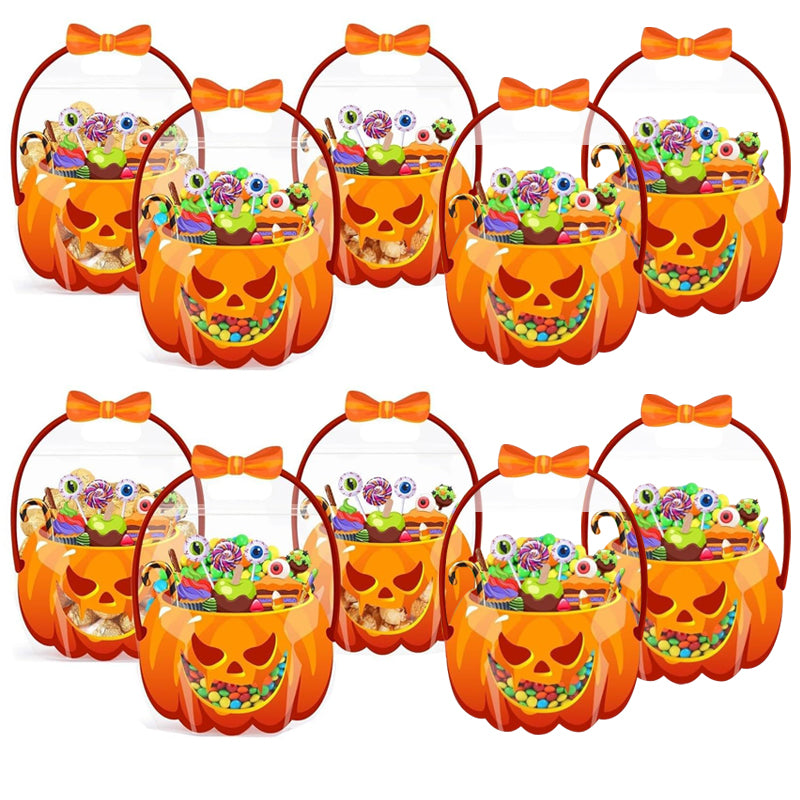 Sachets à friandises transparents Citrouille d'Halloween (10 pièces par paquet)