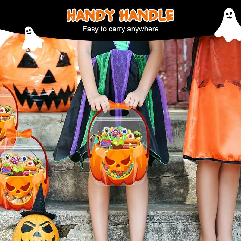 Sachets à friandises transparents Citrouille d'Halloween (10 pièces par paquet)