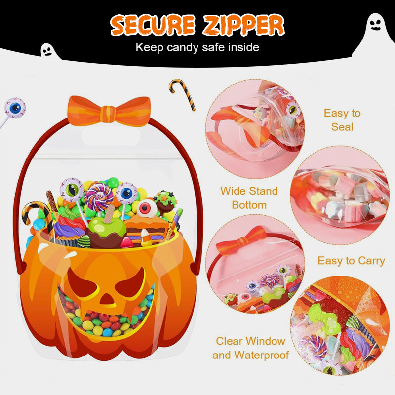 Sachets à friandises transparents Citrouille d'Halloween (10 pièces par paquet)