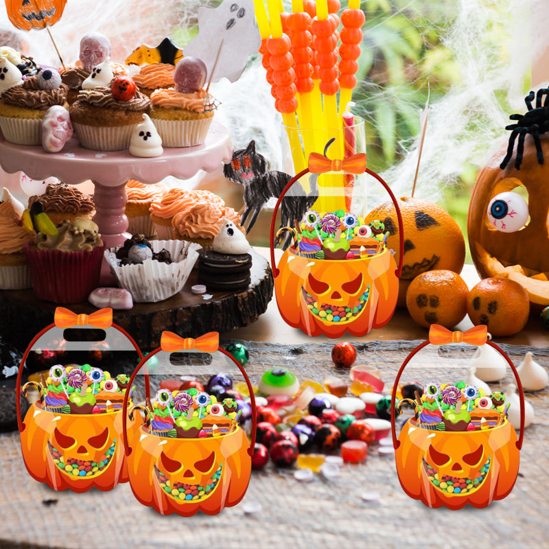 Sachets à friandises transparents Citrouille d'Halloween (10 pièces par paquet)