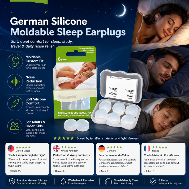 Bouchons d'oreille modelables en silicone pour dormir