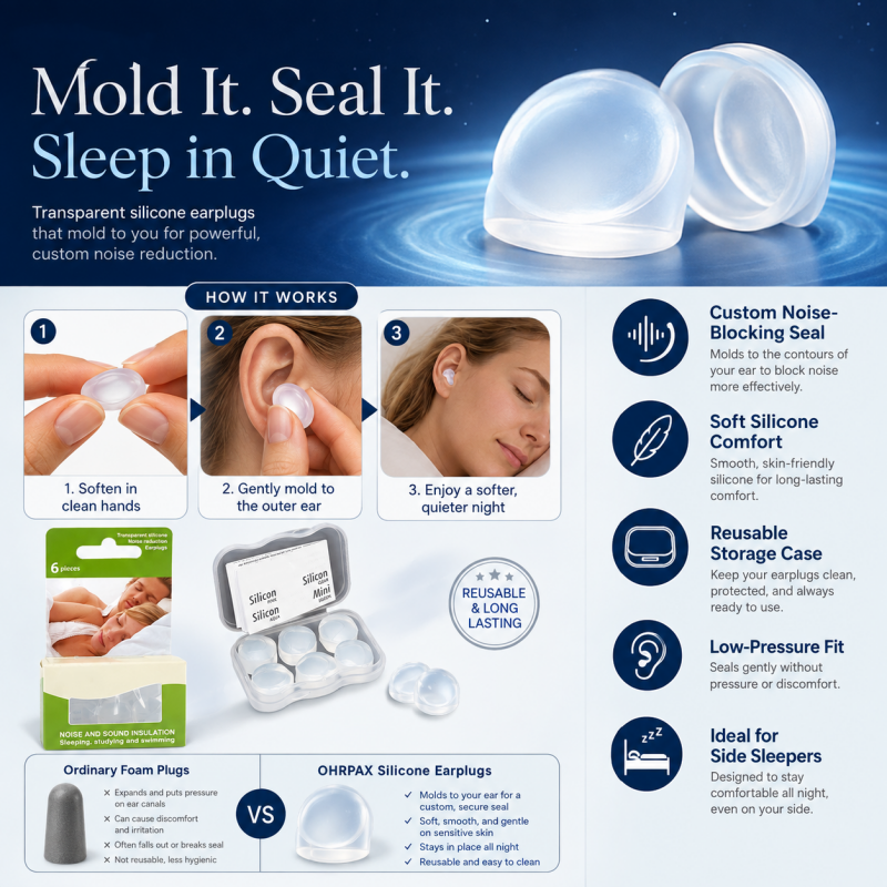 Bouchons d'oreille modelables en silicone pour dormir