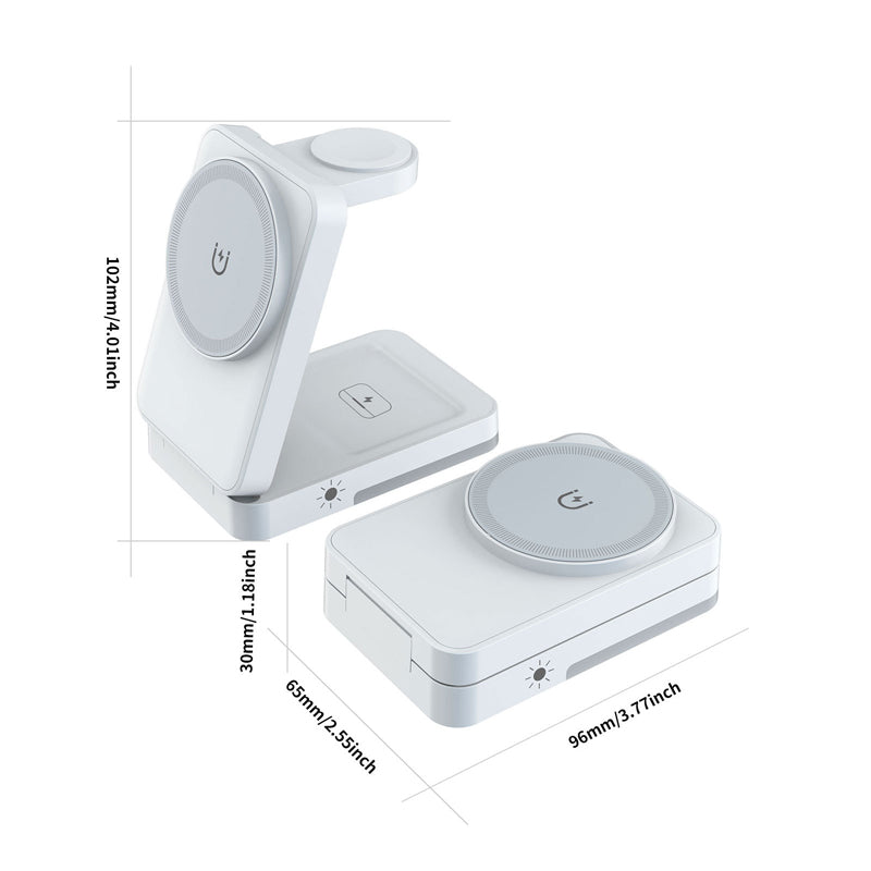 Station de recharge magnétique pliable 3-en-1 pour appareils du quotidien