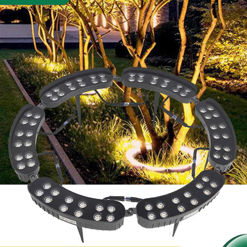 Lampes solaires en forme d'anneau - Projecteurs extérieurs étanches idéaux pour les arbres, les piliers et les jardins