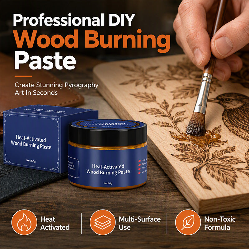 Pâte à graver le bois activée par la chaleur – Pyrogravure DIY sur bois, cuir et toile avec un pistolet thermique !