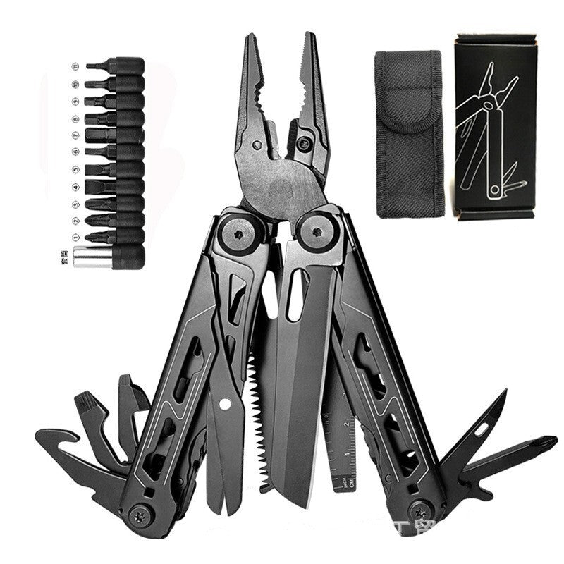 Pinces multifonctions pliantes robustes, outil de survie multifonction portable avec couteau, tournevis, avec pochette de transport pour le camping, l'extérieur, la maison