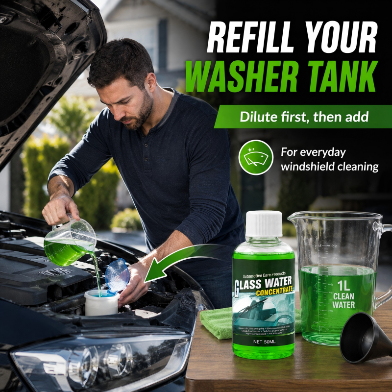 Concentré Lave-Glace Automobile – Il suffit de diluer et de verser ! Visibilité sans traces, élimine les insectes et la saleté routière !