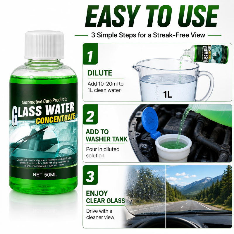 Concentré Lave-Glace Automobile – Il suffit de diluer et de verser ! Visibilité sans traces, élimine les insectes et la saleté routière !