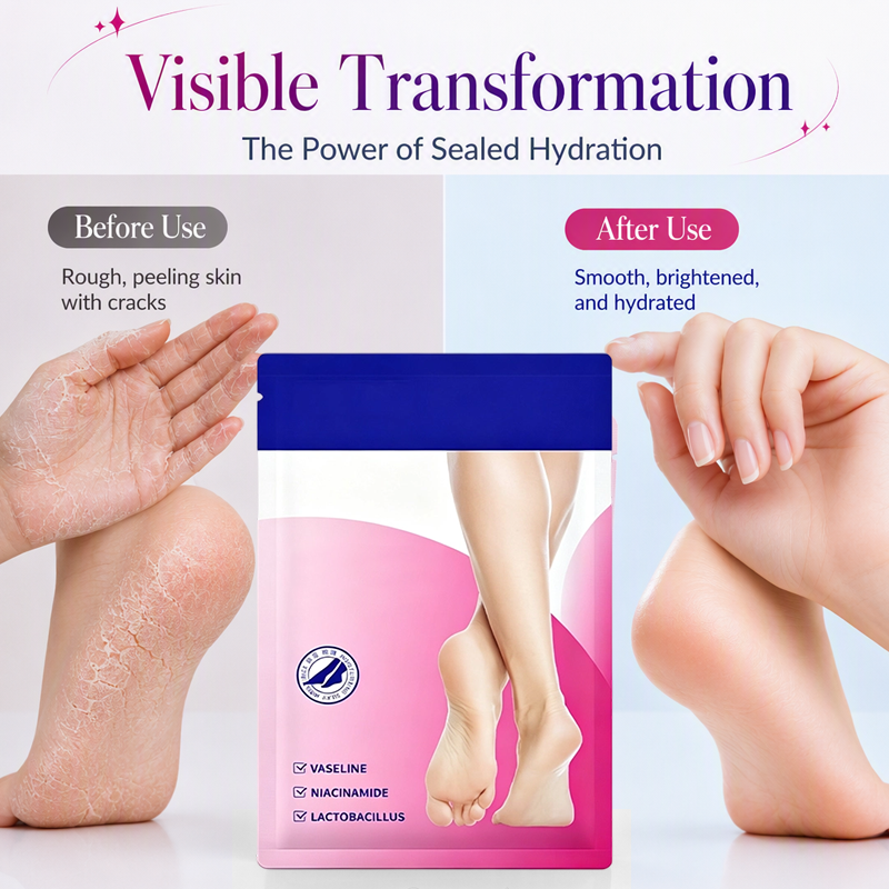 Masque Hydratant pour les Pieds Secs et Craquelés – Hydratation Intense et Exfoliation pour une Peau Douce comme celle d'un Bébé !