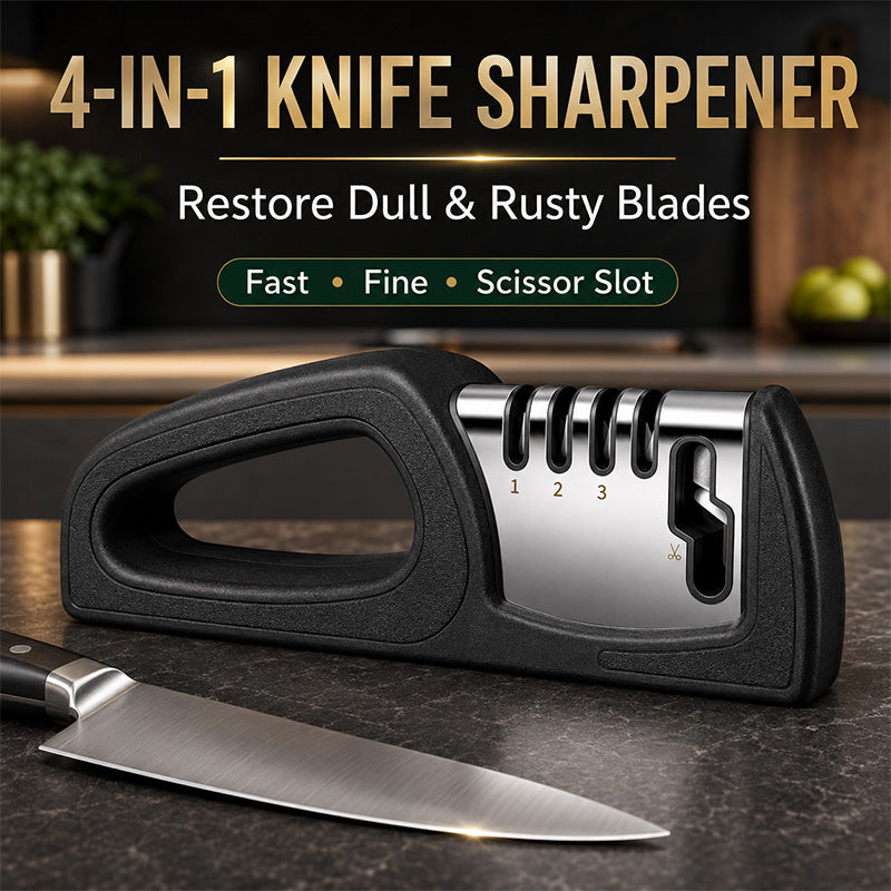 Aiguiseur de couteaux de cuisine multi-étapes 4-en-1