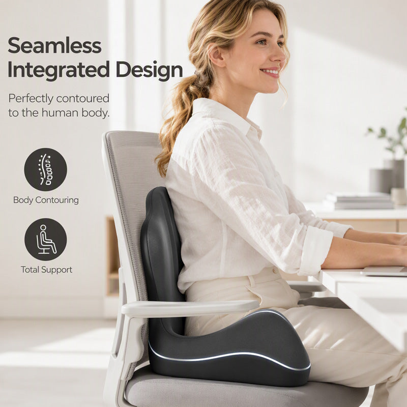 C'est vraiment bon pour votre corps. Coussin de siège ergonomique en mousse à mémoire de forme avec support dorsal – Restez confortable toute la journée, parfait pour le bureau, la voiture et la maison.