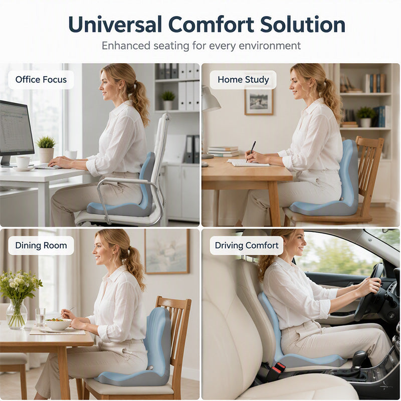 C'est vraiment bon pour votre corps. Coussin de siège ergonomique en mousse à mémoire de forme avec support dorsal – Restez confortable toute la journée, parfait pour le bureau, la voiture et la maison.