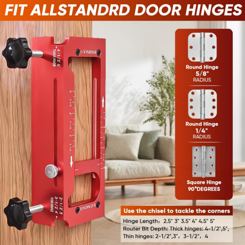 Kit de gabarit de mortaisage pour charnières de porte réglable – Fraisage de précision, installation rapide et idéal pour les menuisiers, ébénistes et rénovations résidentielles DIY