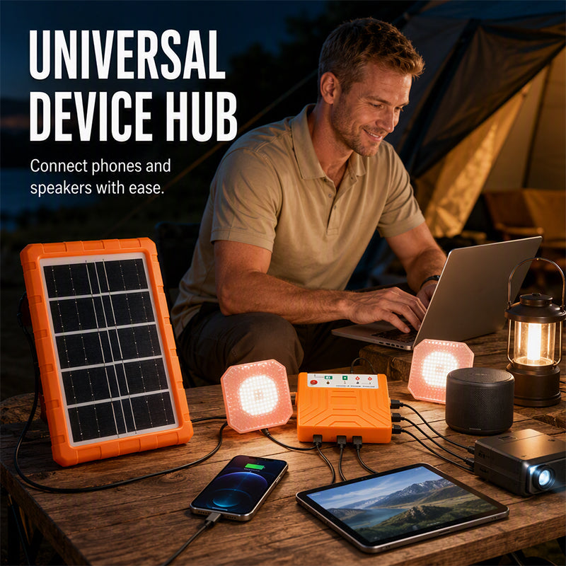 Système d'énergie solaire portable avec 2 lampes LED