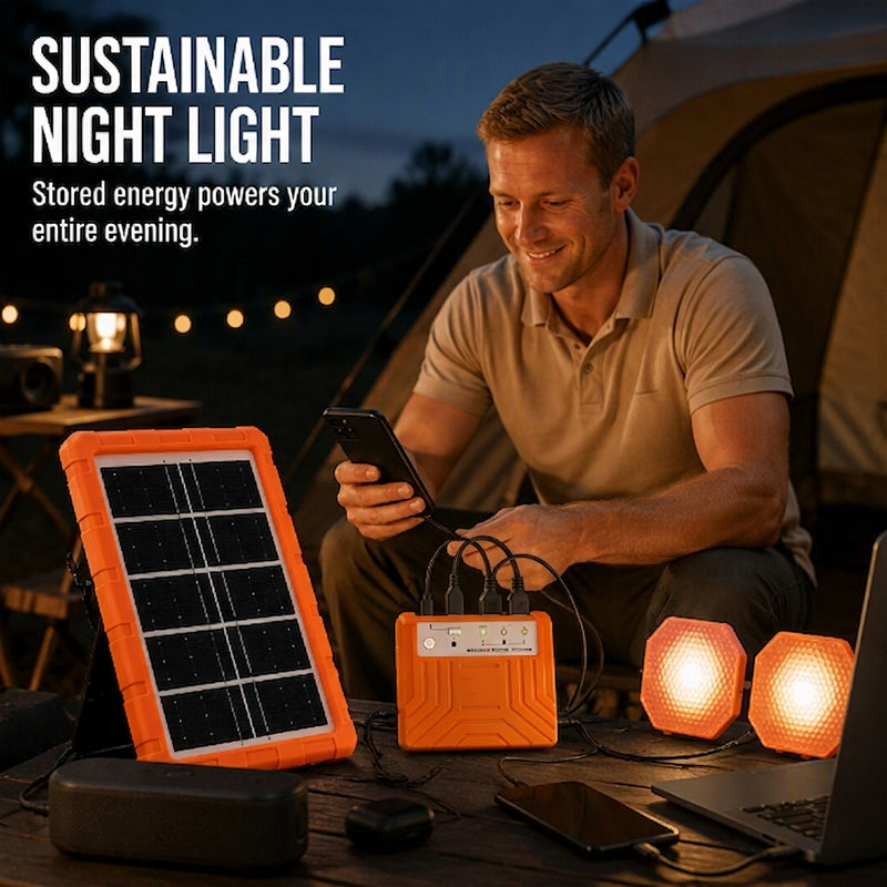 Système d'énergie solaire portable avec 2 lampes LED
