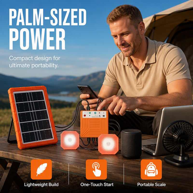 Système d'énergie solaire portable avec 2 lampes LED