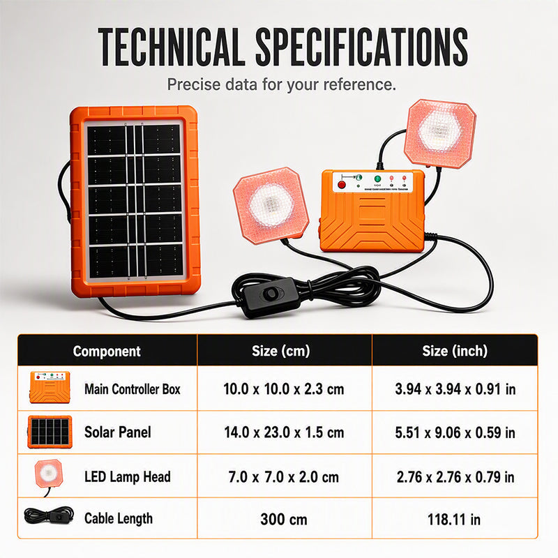Système d'énergie solaire portable avec 2 lampes LED