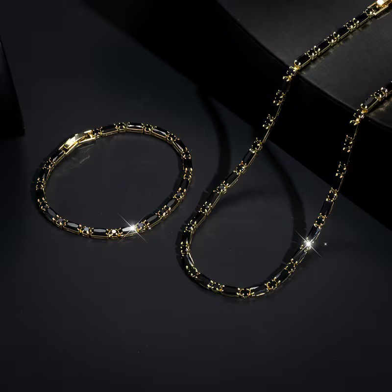 Bijou étincelant en édition limitée pour hommes – Zircon cubique tendance, style urbain raffiné et taille ajustable