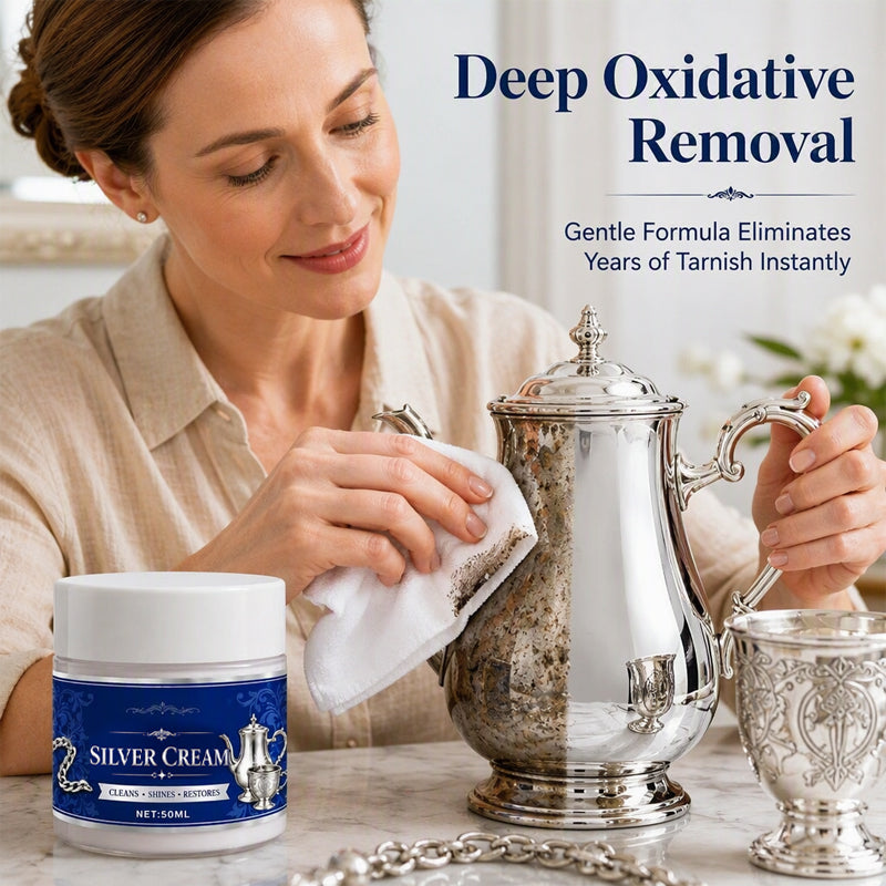 Crème restauratrice 2026 Silver Shine – Élimine le ternissement tenace et l'oxydation, restaure un éclat miroir. Forme un bouclier protecteur – préserve l'argent
