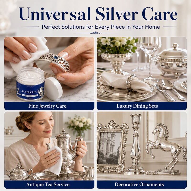 Crème restauratrice 2026 Silver Shine – Élimine le ternissement tenace et l'oxydation, restaure un éclat miroir. Forme un bouclier protecteur – préserve l'argent