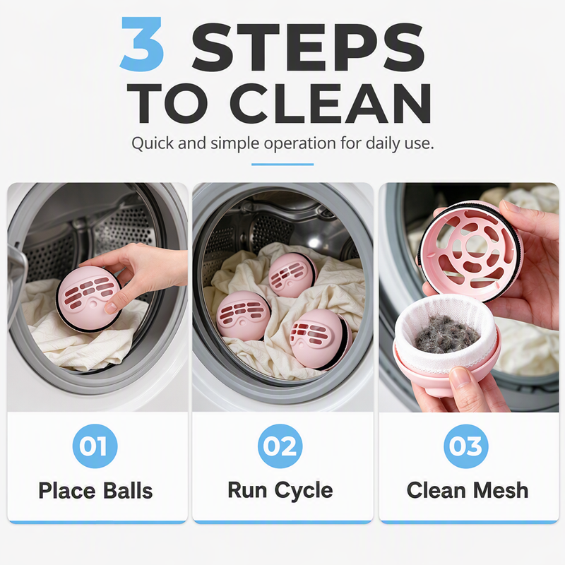 Boule de lavage et anti-peluche 2-en-1 pour machine à laver