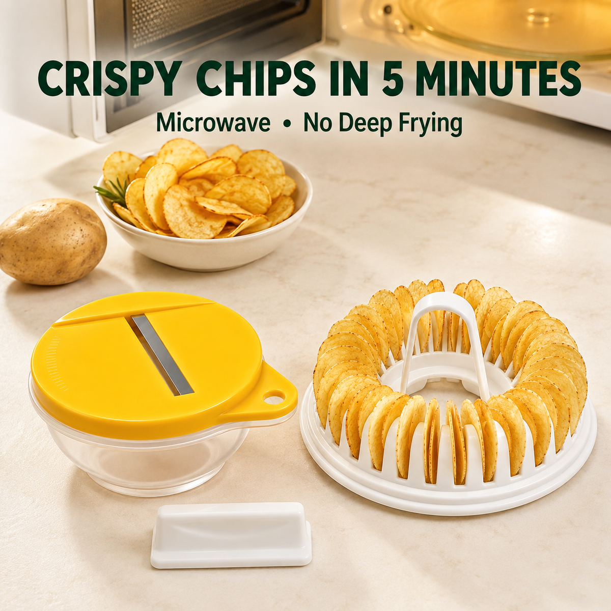 Kit de fabrication de chips maison au micro-ondes avec bol trancheur