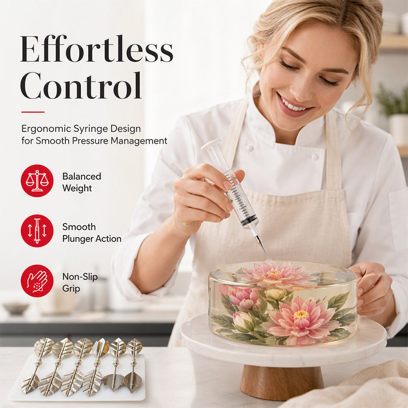 MAINTENANT! Kit d'art de gelée 3D professionnel©\ Outils d'art de gélatine florale 10 pièces en acier inoxydable 304©\ avec seringue, ensemble de décoration de gâteau de gelée de fleurs 3D DIY pour