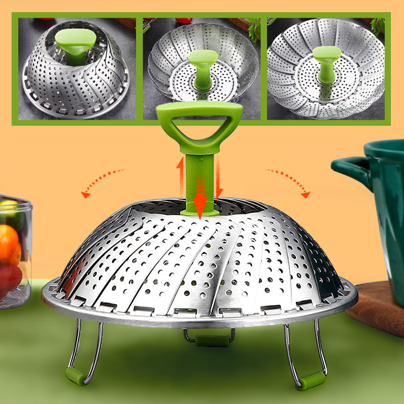 Panier vapeur extensible en acier inoxydable