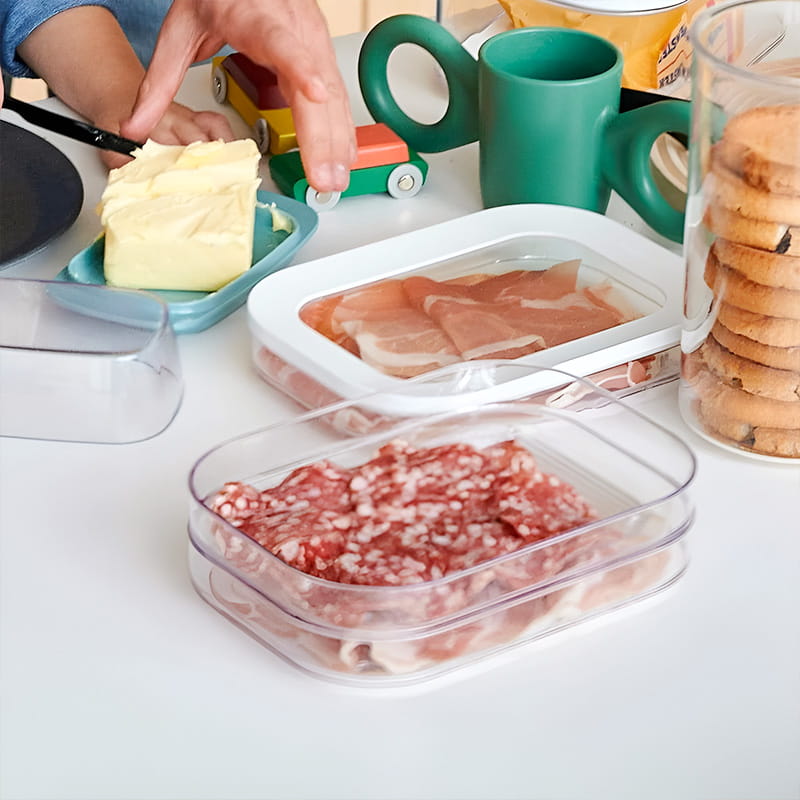 Boîte de Rangement Réfrigérateur Transparente avec Couvercle – Visibilité Optimale, Conception Empilable et 3 Tailles Disponibles – Organisez Votre Frigo Sans Effort