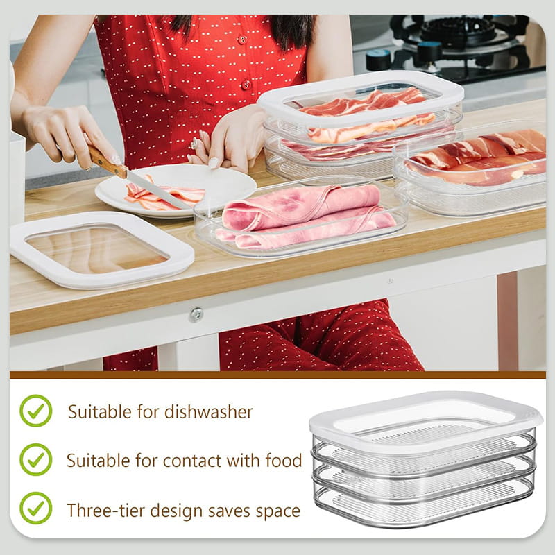 Boîte de Rangement Réfrigérateur Transparente avec Couvercle – Visibilité Optimale, Conception Empilable et 3 Tailles Disponibles – Organisez Votre Frigo Sans Effort