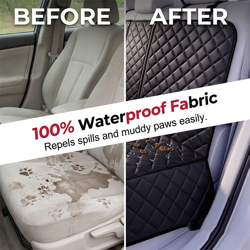 Siège auto spécial pour chien à durée limitée – À partir de ! Imperméable, ouvertures pour ceinture de sécurité et pliable. Voiture propre, animal heureux – procurez-vous le vôtre !