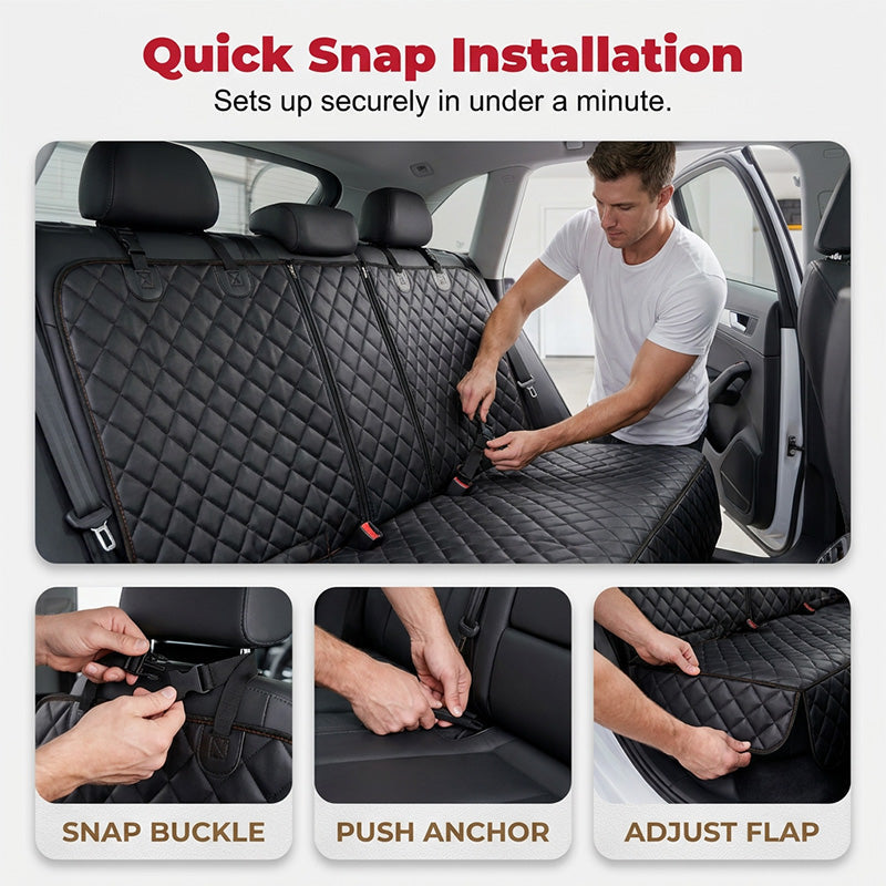 Siège auto spécial pour chien à durée limitée – À partir de ! Imperméable, ouvertures pour ceinture de sécurité et pliable. Voiture propre, animal heureux – procurez-vous le vôtre !