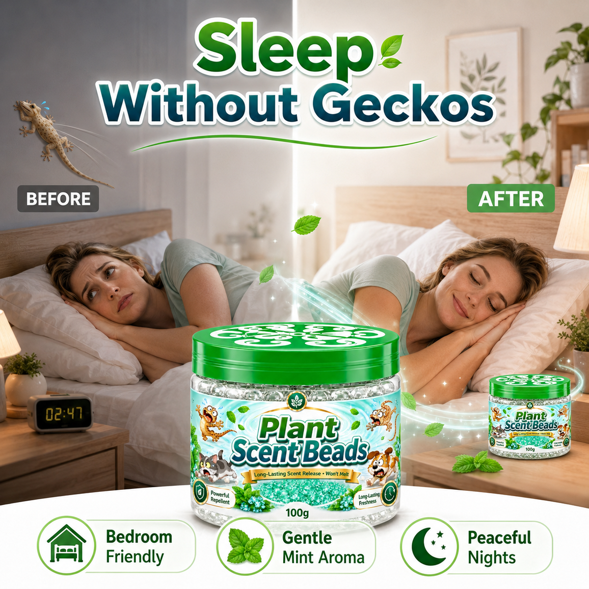 Gel perles répulsives naturelles pour geckos