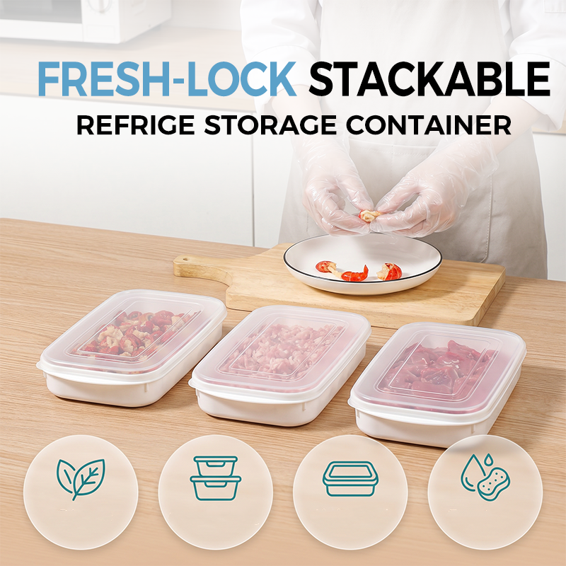 Récipient de rangement empilable pour réfrigérateur avec couvercle