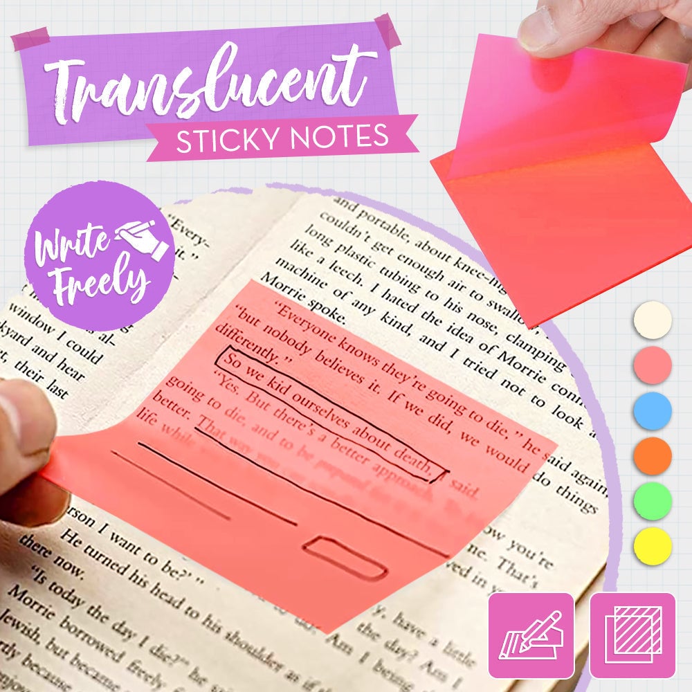 5 Blocs de notes adhésives transparentes (250 feuilles)