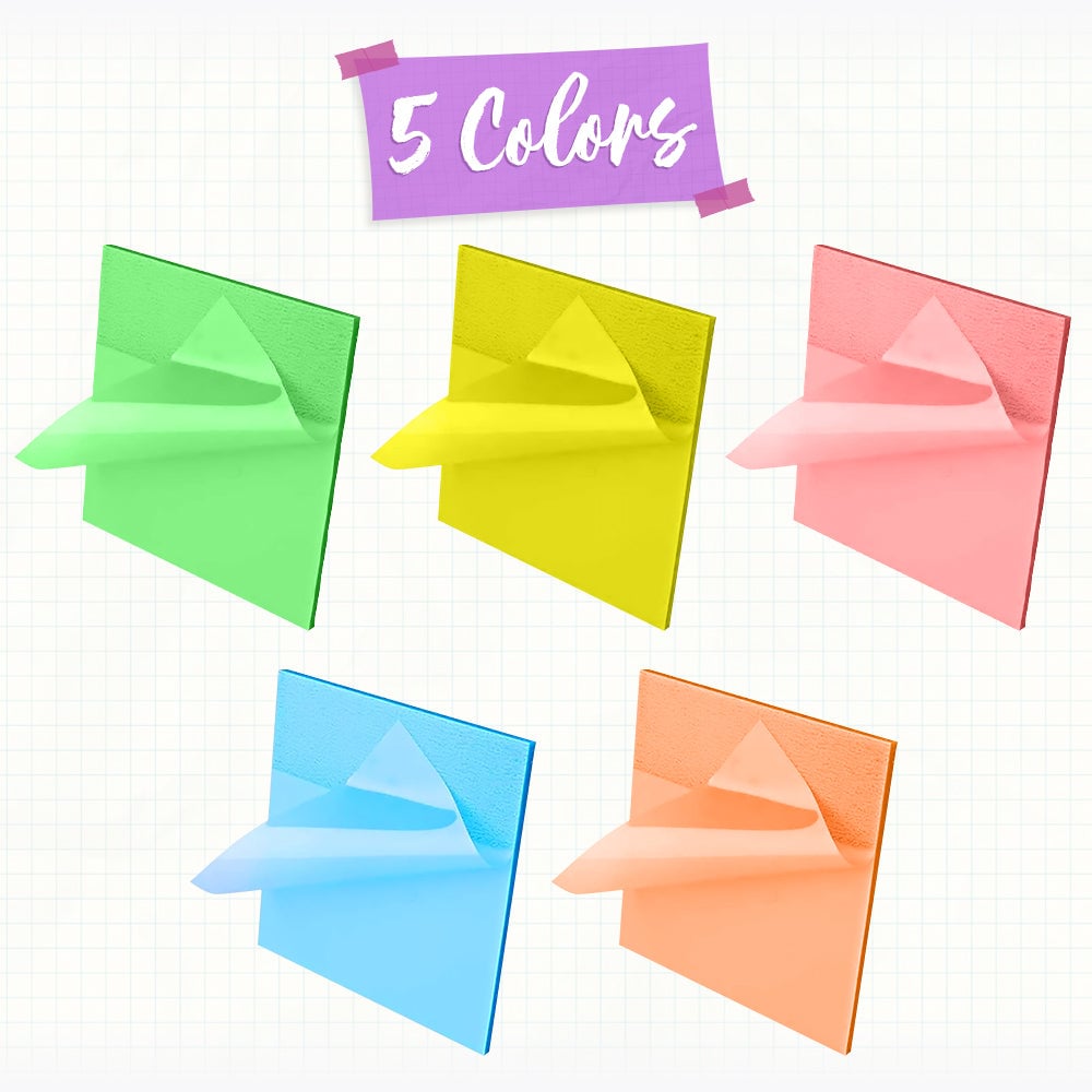 5 Blocs de notes adhésives transparentes (250 feuilles)