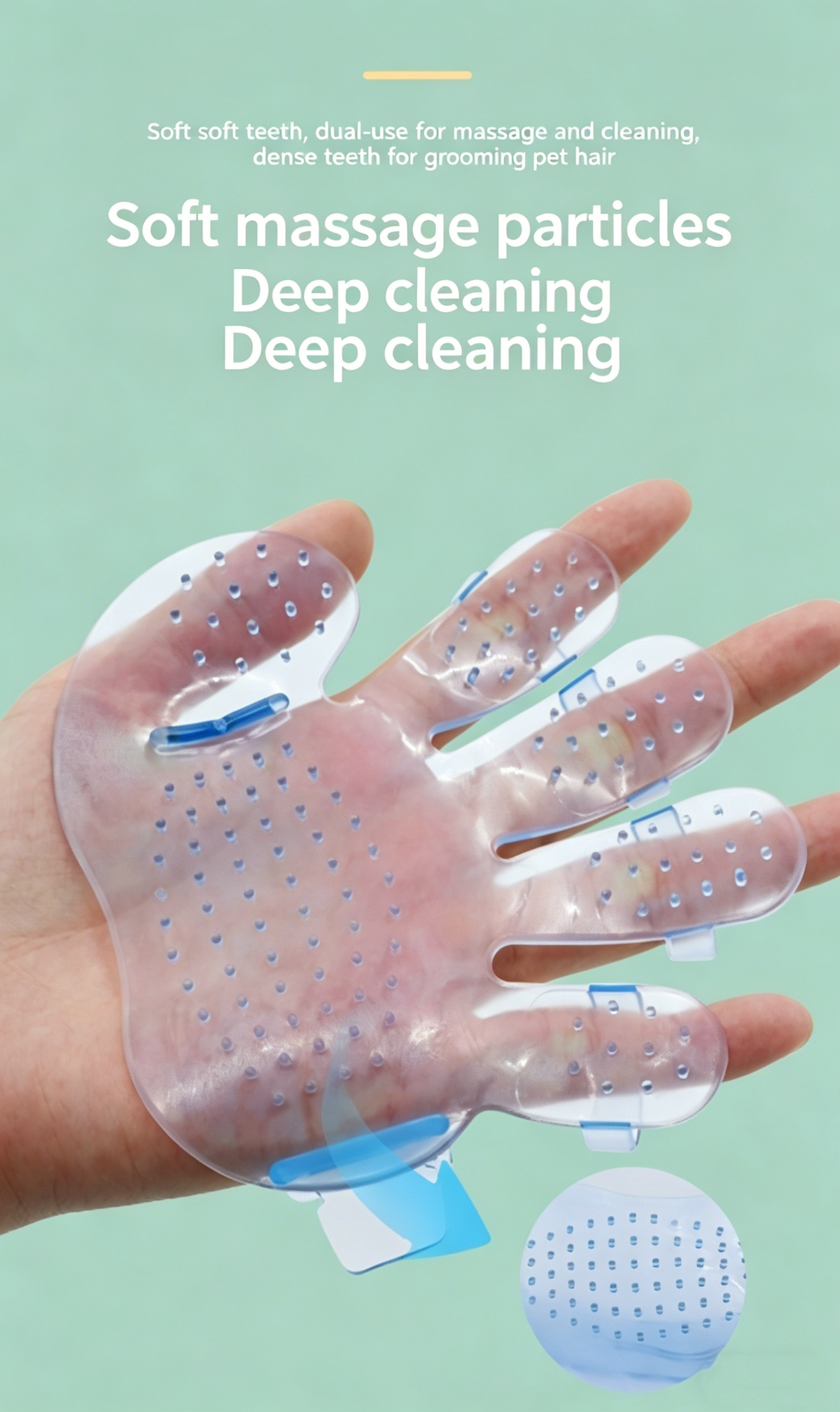 Gant de massage en silicone pour animaux de compagnie | Mousse facilement et enlève les poils morts