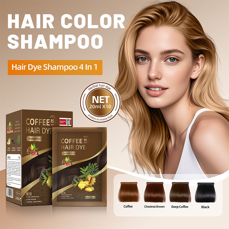 Shampoing colorant aux plantes 4 en 1