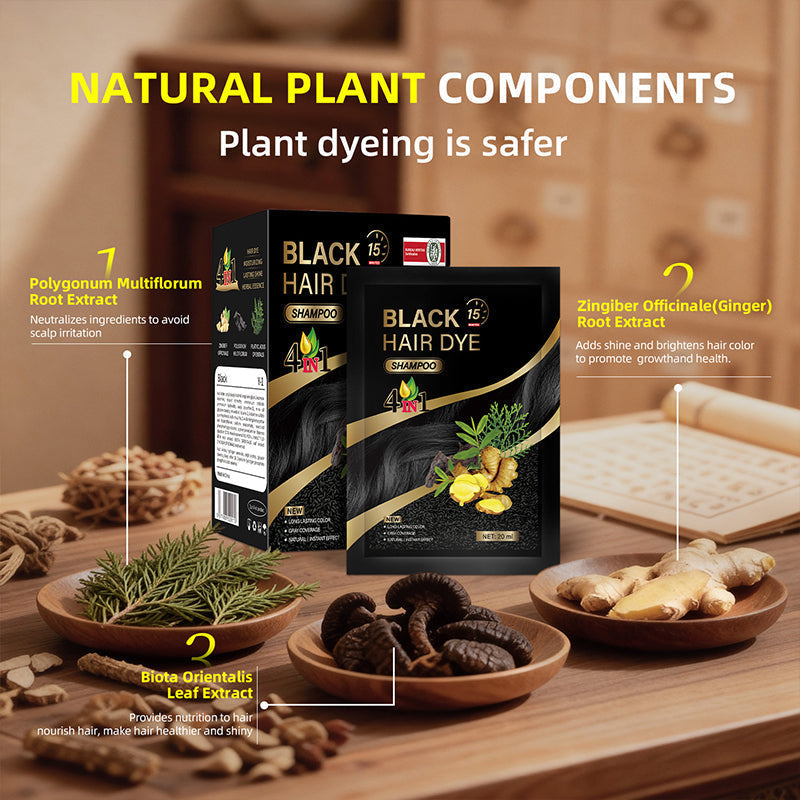 Shampoing colorant aux plantes 4 en 1