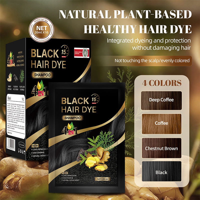 Shampoing colorant aux plantes 4 en 1