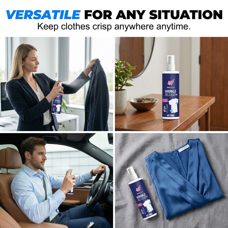 Spray Anti-Plis de Voyage – La solution rapide pour défroisser chemises, costumes et robes sans repassage !