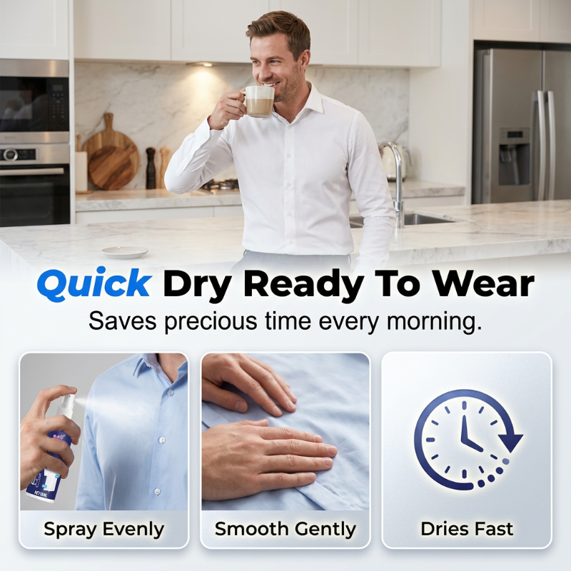 Spray Anti-Plis de Voyage – La solution rapide pour défroisser chemises, costumes et robes sans repassage !