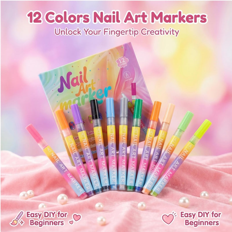 Lot de 12 stylos marqueurs pour nail art
