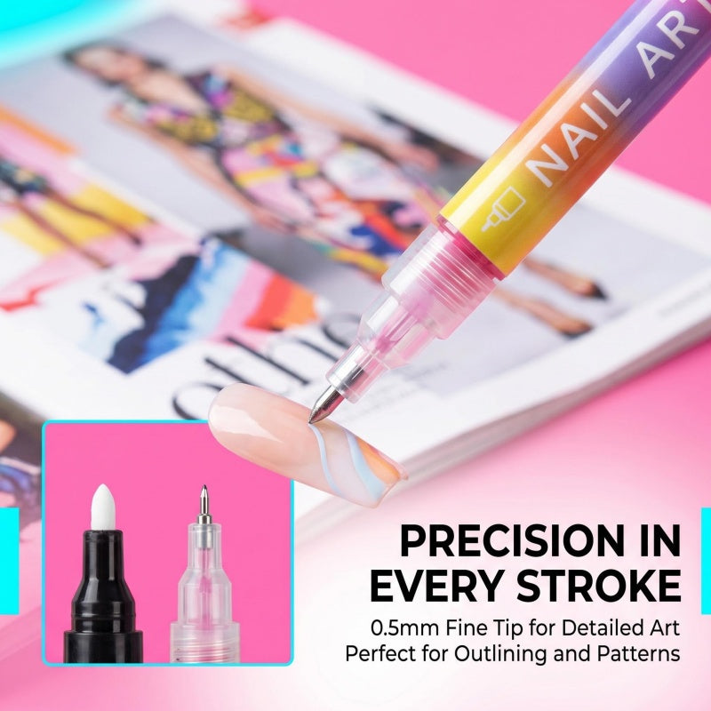 Lot de 12 stylos marqueurs pour nail art