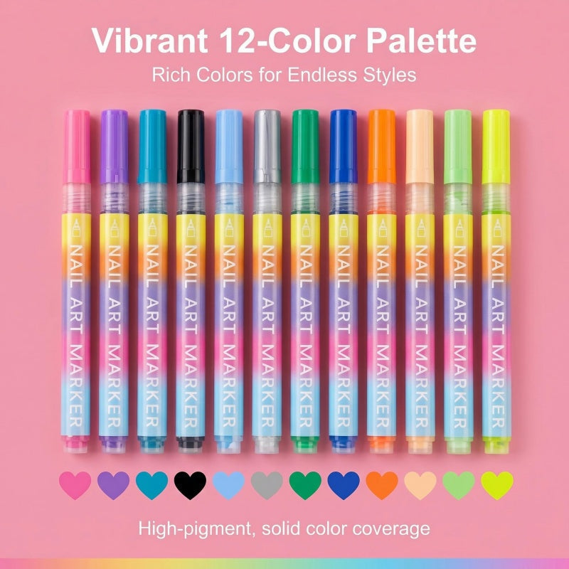 Lot de 12 stylos marqueurs pour nail art