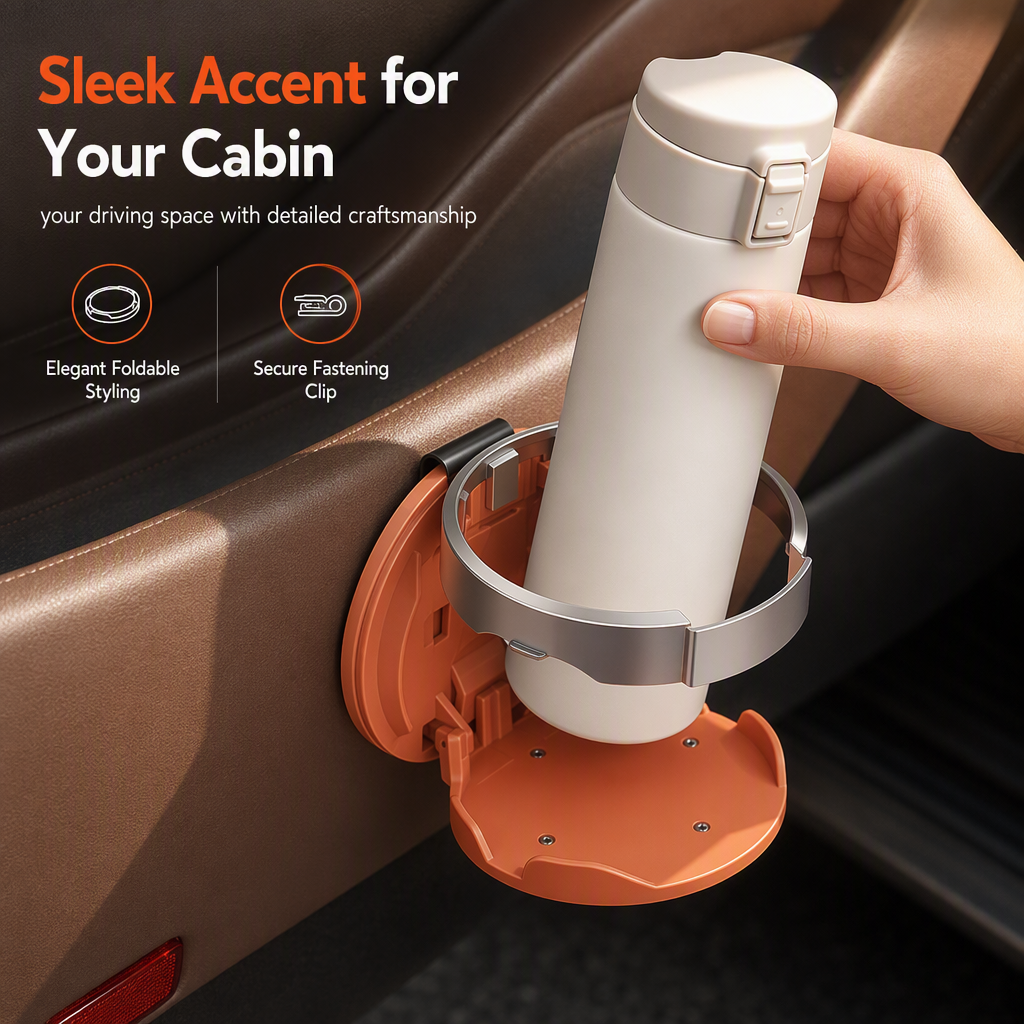 Porte-gobelet de voiture pliable multifonctionnel, support de rangement pour boissons et bouteilles d'eau à grand diamètre