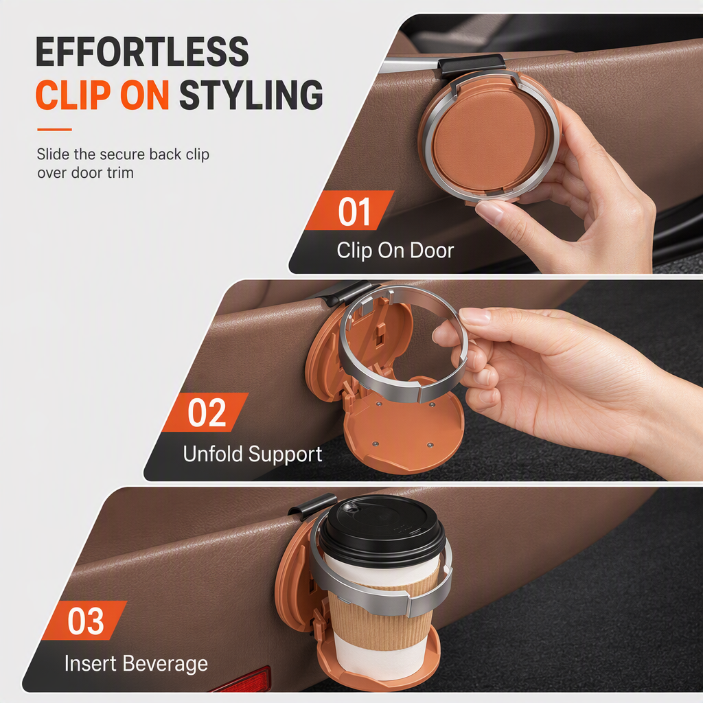 Porte-gobelet de voiture pliable multifonctionnel, support de rangement pour boissons et bouteilles d'eau à grand diamètre