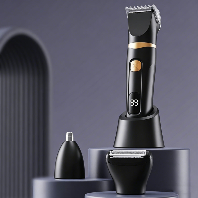 MAINTENANT! Kit de toilettage 3 en 1 – Rechargeable par USB, écran LED et lames en acier inoxydable – Pour le nez, les oreilles et la coupe de précision