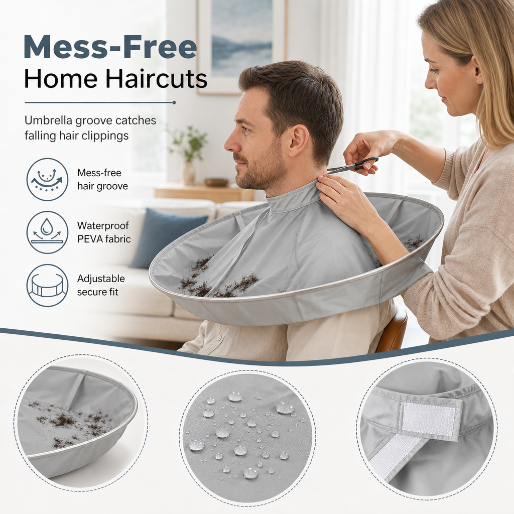 Cape de coupe de cheveux respirante de taille moyenne grise pour adulte et blouse de salon de teinture capillaire inodore